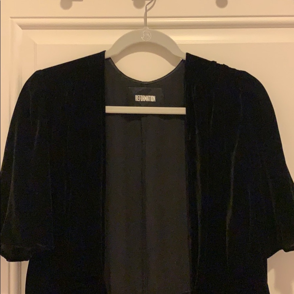 Reformation black velvet maxi wrap dress